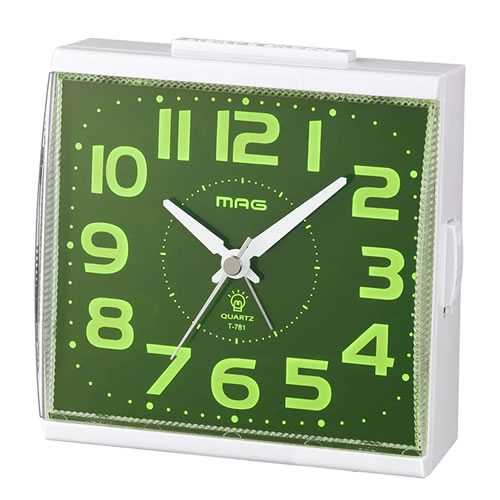 ノア精密【クロック】MAG 自動点灯目覚まし時計 アンドン ホワイト アナログ T-781-WH-Z【単3形マンガ..