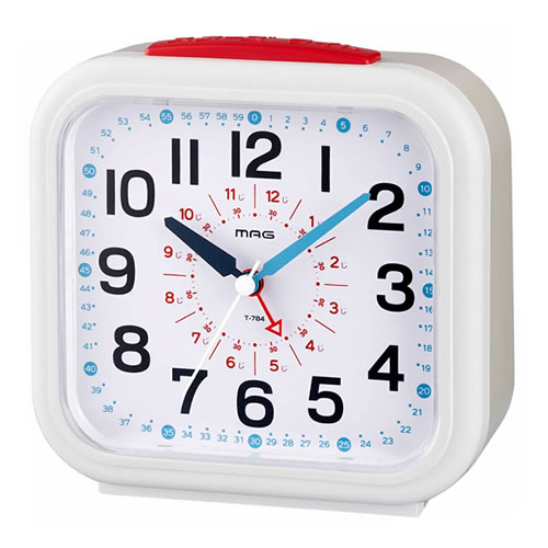 ノア精密【クロック】MAG 知育目覚まし時計 おきてよ〜める ホワイト アナログ T-784-WH-Z【単3形マン..