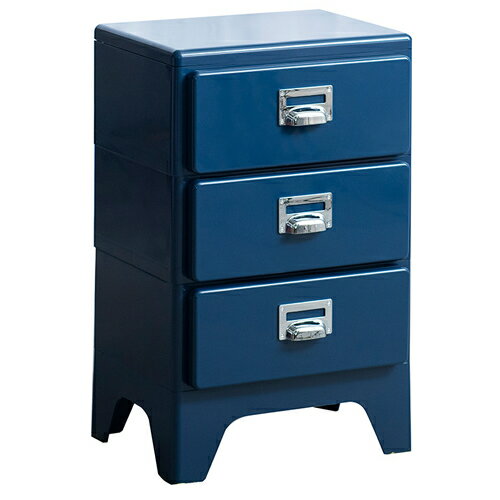 宮武製作所【完成品】多段チェスト Cran（クラン） ネイビー 3段 収納キャビネット 引き出し収納 レト..