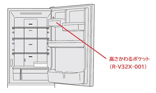 ■【お取り寄せ品】HITACHI/日立冷蔵庫 ポケット（タカサカワル）R-V32X-001