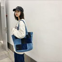  パッチワーク デニムトートバッグ トートバッグ リメイク デニムバッグ Bag ハンドメイド アジアン かばん マザーズバッグ 肩掛け 鞄 可愛いデコジーンズ ジーパン デニム生地 ショルダーバッグ バッグ