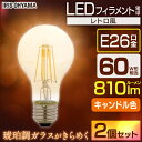 【2個セット】LEDフィラメント電球 レトロ風琥珀調ガラス製 60形相当 キャンドル色 LDA7C-G-FK アイリスオーヤマ