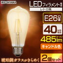 【2個セット】LEDフィラメント電球 レトロ風琥珀調ガラス製 40形相当 キャンドル色 LDF4C-G-FK アイリスオーヤマ