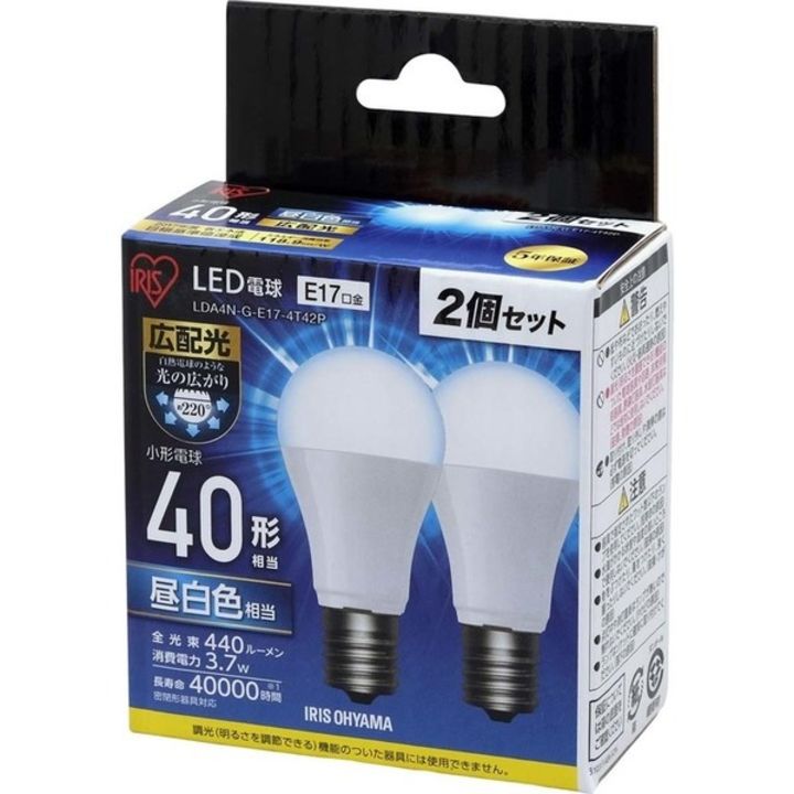 【あす楽】【4個セット】LED電球 E17 広配光タイプ 40形相当 LDA4N-G-E17-4T42P・LDA4L-G-E17-4T42P 昼白色・電球色 アイリスオーヤマ 電球 e17 電球 40w 電球 led ライト led電球 アイリス 40w 電球 e17 led電球 アイリスオーヤマ[cpir]