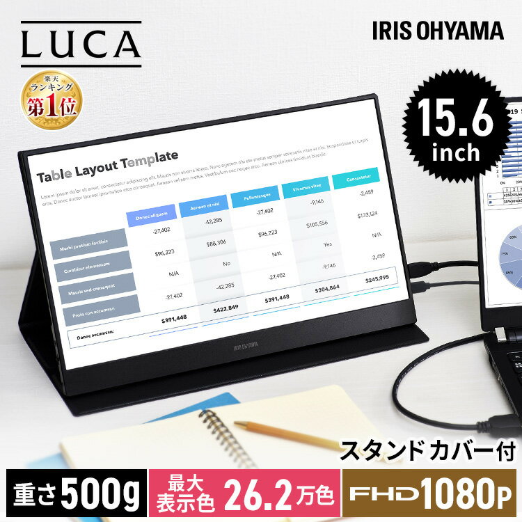 [1200円OFFクーポン]モバイルモニター 15.6 高画質 アイリスオーヤマ ケース付き 薄型 IPS miniHDMI USB Type C USB-C フルHD モバイルディスプレイ ポータブルモニター 液晶モニター 持ち運び 軽量 ノングレア液晶 ゲーム 動画 ILD-A16262K Switch 設定不要