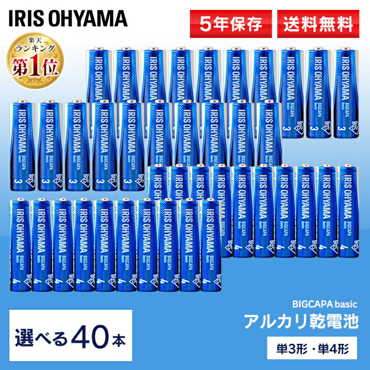 ＼1000円ポッキリ／【選べるセット】乾電池 アルカリ乾電池 アイリスオーヤマ 単3 単4 単3×40 単4×40本 単3×24本＋単4×20本 電池 単3型 単4型 日本ブランド まとめ買い 買い回り BIGCAPA basic【メール便】【代金引換不可・日時指定不可】 【UP】 【NX】