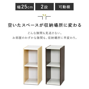 アイリスオーヤマ 【すき間収納】≪幅25cm×2段≫カラーボックススペースタイプ UB-6025ホワイト/ライトメープル・ブラウン/オフホワイト本棚 整理 収納 書籍棚 キッチン 多目的 リビング 小物【送料無料】
