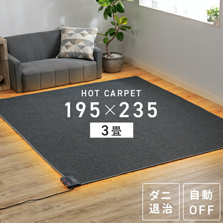 ホットカーペット 3畳 本体 195×235 TEKNOS 電気カーペット 床暖房 折り畳み収納可能 暖房面積切替 ダニ退治 こたつ併用可能 ホットマット 三畳 足元 暖房器具 コンパクト収納 温度調整 リビング 新生活 おしゃれ HC-IR300【D】のサムネイル