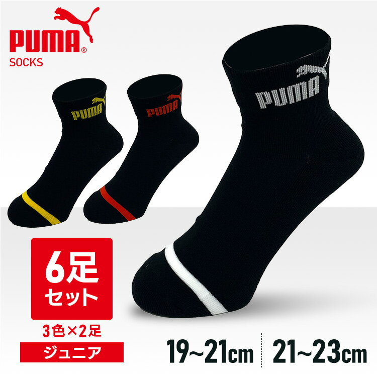 プーマ スポーツブランド ソックス PUMA6足セット 4293719 送料無料 PUMA 21-23cm 靴下 ショート丈 クッションパイル 子供 ジュニア ...