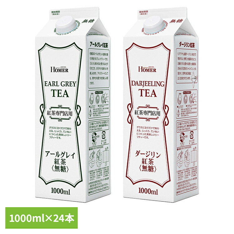 ティー 紙パック お茶飲料 HOMER 紅茶アールグレイ無糖GT 1000ml×24本 491244 491243ストレートティー ホーマー 紅茶専門店用 フレ...