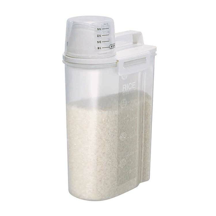 [最大500円OFF★新生活フェア] 密閉米びつ2Kg（パッキン付） ホワイト 米びつ 米 保存 保存容器 密閉 キッチン用品 鮮度 ハンドル付き 冷蔵庫保存 収納 アスベル