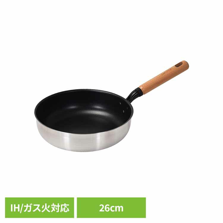 樂天商城 - フライパン 26cm 深型 IH ガス火 ふっ素樹脂 コーティング くっつきにくい 深型フライパン 金属ヘラ対応 PFOA PFOS フリー 一人暮らし パール金属 ファストクック+ Fast COOK+ 2層鋼ダイヤモンドコート木柄極深フライパン HC-891 *