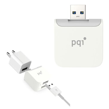 スマホ 自動バックアップ iPhone/Android対応 MFi認証取得品 USB3.1 PQI iCube（アイキューブ） ICB-WH USBフラッシュドライブ （ラッピング不可）（快適家電デジタルライフ）