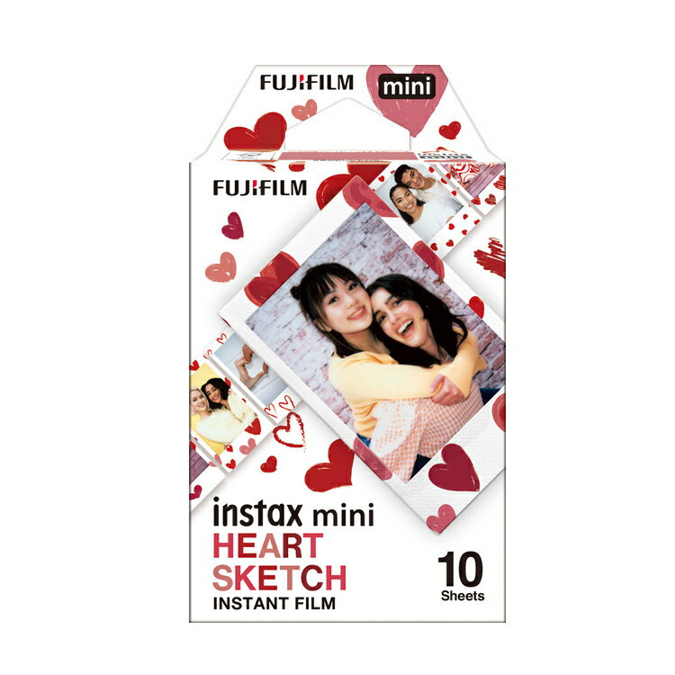 （メール便可：5点まで）FUJIFILM （富士フイルム） instax mini インスタントフィルム ハートスケッチ チェキ用フィルム 絵柄フィルム ハート柄 ハート模様 総柄 カワイイ（富士フィルム フジフイルム）（デジタルライフ）