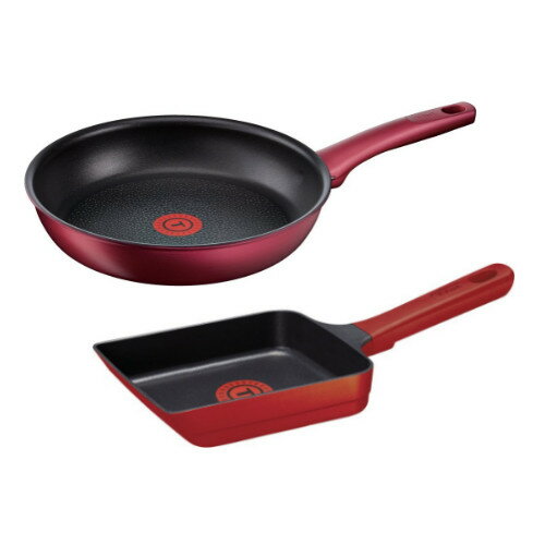 （フライパン＆玉子焼き器セット）T-fal IHルビー・エクセレンス フライパン26cm・エッグロースター ふきん付き ティファール IH・ガス火両用（ラッピング不可）（快適家電デジタルライフ）