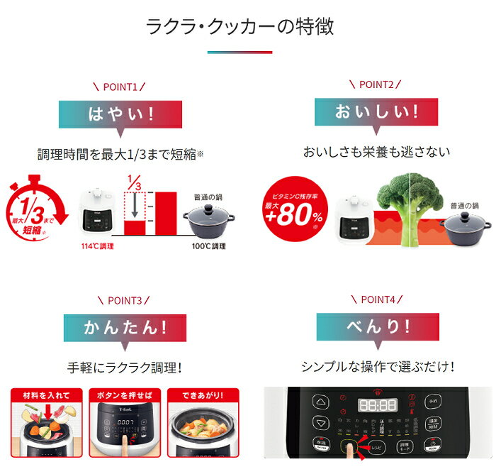 コンパクト電気圧力鍋 T-fal ラクラ・クッカー ウッドスプーン＆スポンジセット CY3501JP レシピ付き ティファール ラクラクッカー（快適家電デジタルライフ）（ラッピング不可）