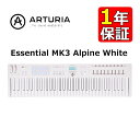 保証情報 等 ARTURIA MIDI キーボード コントローラー KeyLab ESN61 MK3 ALPINE WH 61鍵 【メーカー保証】1年間 KeyLab Essential mk3 Alpine White 現代的なオールホワイトで装飾されたオールラウンドな MIDIコントローラー。 シームレスなワークフローの統合、完璧なパフォーマンス・コントロール、様々な役割を持つパッド、 世界クラスのクリエイティブ・ソフトウェアとサウンドのバンドルを搭載しています。 KeyLab Essential mk3 は初心者からプロフェッショナルまで、誰にとっても最適なコントローラーです。 パーソナルな音楽制作体験: DAWやハードウェアを簡単に操作できるこのコントローラーは、音楽制作をもっと楽しくします。 初心者からベテランまで: すべてのレベルのユーザーに最適なMIDIコントローラーです。創造性を解き放ちましょう。 ワークフローに楽しさを: KeyLab Essentialで音楽制作をよりスムーズで楽しいものに。リアルタイムでのミックスカスタマイズが可能です。 DAWのアップグレード: シンセサウンドやDAWトランスポート、ミキシングコンソールをこの1台で管理。クリエイティブな作業がより効率的に。 新しいアイデアの創出: キャッチーなメロディやユニークなリズムを、KeyLab Essentialの多彩な機能で実現します。 高品質なタッチ感: センシティブなコントロールとハイブリッドなキーボードで快適な演奏体験を提供します。 クリエイティビティを解放: KeyLab Essentialは、音楽スタイルに関わらずクリエイティブな答えを提供します。 各種DAWに対応: MCU×HUI互換で、主要DAWに対応したカスタムスクリプトを内蔵。 ワークフローのカスタマイズ: あなた独自のクリエイティブなニーズに合わせたコントロールを設定できます。 Analog Labとの一体感: Analog Labを使った音作りが、このコントローラーで直感的に。 豊富なソフトウェアバンドル: Analog Lab V、Ableton Live Lite、UVI Model Dなどのソフトウェアが付属します。 直感的で柔軟なコントロール: KeyLab Essentialは、音楽制作をより直感的で便利にします。 創造力を刺激する機能: コードプレイやスケールモード、アルペジエイターなど、あらゆる機能で創造力を高めます。 エコ設計のMIDIコントローラー: 環境に配慮した設計で、サステナブルな未来を支援します。 深い統合性: Ableton Live、Logic Pro、FL StudioなどのDAWとの深い統合を実現します。 スペック ■高品位なベロシティ対応キーボード ■コントローラー：クリッカブル・エンコーダー×1、ロータリー・エンコーダー×9、30mm フェーダー×9、トランスポート ■コマンドスイッチ×4、モジュレーション・ホイール×1、ピッチベンド・ホイール×1、タッチ＆プレッシャー・センス付きパッド×8 ■リアルタイム・フィードバックが可能な 2.5 インチ高輝度 LCD ディスプレイとコンテキストボタン ■Analog Lab V とのシームレスな統合：サウンドの選択、プリセットのブラウズ、スマートアサインされたコントロール ■FL Studio、Logic Pro、Ableton Live、Cubase、Bitwig Studio 用のカスタム DAW スクリプト ■MCU/HUI コントロール互換 ■最大 6 つのユーザー・プリセットで完全にカスタマイズ可能 ■USB-C でコンピューターや MIDI Control Center に接続可能 ■MIDI アウト（5 ピン DIN 出力コネクター）で外部 MIDI 機材と接続可能 ■ペダル用のコントロール入力：サスティン、エクスプレッション、フットスイッチ ■USB バスパワー対応（Type-C） ■本体寸法／重量： 790×240×70mm・2.76kg ◆運営会社「ホームショッピング」は1986年創立のショップです◆ 当店では、誕生日・クリスマスなどのプレゼントで喜ばれるオススメの商品を豊富に取り揃えております。 お子様/お孫様から大好きなパパ/ママ/おじいちゃん/おばあちゃんへ。 旦那様から奥様、奥様からご主人様へと幅広いプレゼントに。 また、父の日/母の日/敬老の日/就職祝い/結婚祝い/新築祝いなどのプレゼント用、ビジネスシーンやプライベートシーンなどのご自宅用でご使用いただけるアイテムなど様々なシーンに対応させていただきます。 ご自宅用(自家用)でお探しのお客様も、新生活/新婚生活/新入学/新社会人/などで役に立つ商品もたくさん取り揃えております。 彼氏/彼女 誕生日プレゼント(バースデープレゼント/誕プレ)や バレンタインデー/ホワイトデー、クリスマスプレゼント(クリプレ)などで商品をお探しの方は当店を是非ご利用ください。