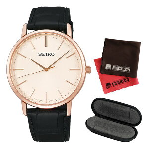 （セット）（国内正規品）(セイコー)SEIKO 腕時計 SCXP076 (セイコーセレクション)SEIKO SELECTION ゴールドフェザー メンズ＆腕時計ケース1本用＆クロス2枚セット【牛皮革(カーフ)バンド クオーツ アナログ表示】（快適家電デジタルライフ）