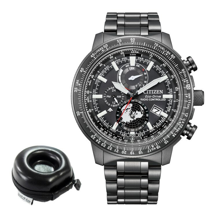 (丸型時計ケース付)シチズン プロマスター CITIZEN PROMASTER 腕時計 BY3005-56G メンズ SKYシリーズ エコ・ドライブ電波 ダイレクトフライト ジオ・トレッカー ソーラー電波 ステンレス メーカー保証1年(国内正規品)(デジタルライフ)