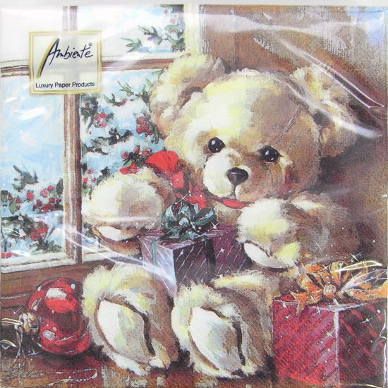 楽天KADERIA10枚 ペーパーナプキン テディーベアー[Ambiente]クリスマスクマ くま
