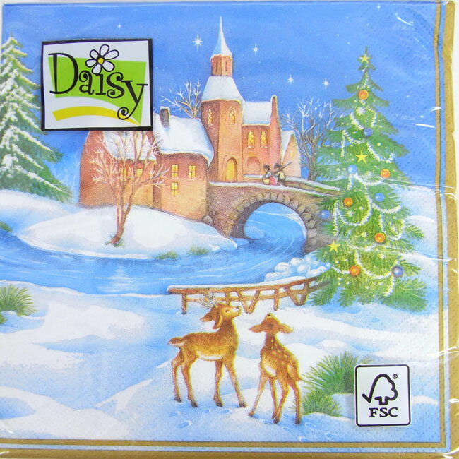 樂天商城 - ペーパーナプキン[メール便OK]　ランチサイズ　冬景色のお城　[Daisy]2枚入り2枚入りペーパーナフキン・紙ナプキン・デコパージュ・クリスマス・植物・動物