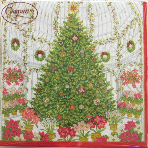 ペーパーナプキン[メール便OK] サンルームのクリスマスツリー　　10枚入りCaspariカスパリ・紙ナプキン..