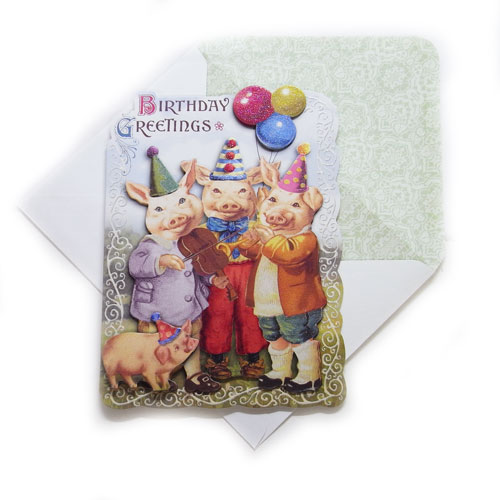 Punch Studio バースデーカードL ピッグバースディバンド パンチスタジオメッセージ・ギフトカード・ローズ・バラ・薔薇・