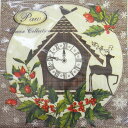 ペーパーナプキン[メール便OK]　クリスマス鳩時計と柊　クリスマス[Paw]2枚入りパウ　ランチサイズ