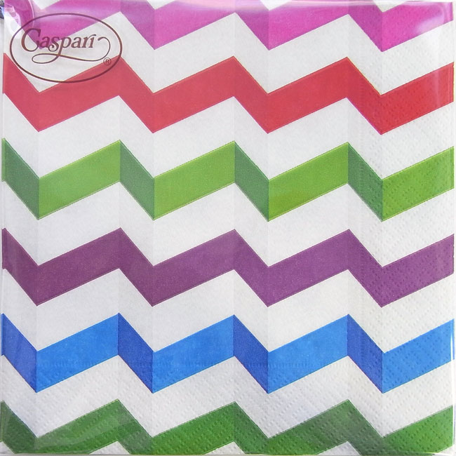 ペーパーナプキン[メール便OK]　ランチサイズ10枚入りレインボー波波　ホワイトCaspariカスパリ