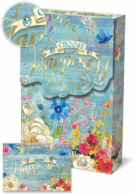 ポーチカードセット　ハピネス　ブルー・フラワー・花　10枚セットパンチスタジオグリーティングカード・メッセージカード