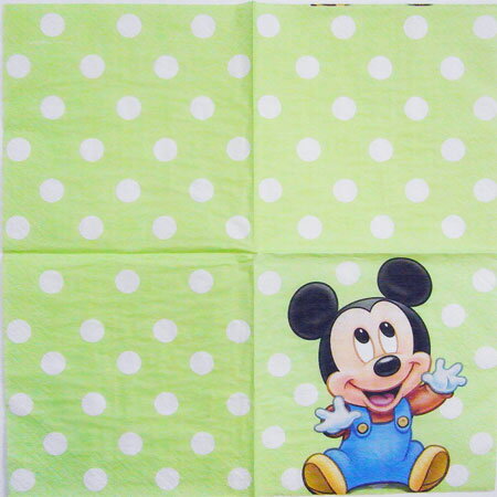 ペーパーナプキン[メール便OK]●カクテルサイズ● MICKEYS 1ST BDAY USA製1枚入り紙ナプキン・ペーパーナプキン