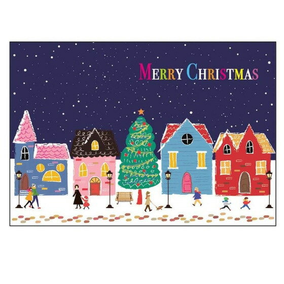 クリスマスカード　夜のスケート広場　ポップアップ[Sanrio]サンリオメッセージカード・立体カード