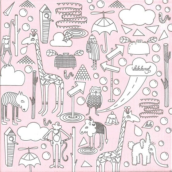 10枚ペーパーナプキン ランチサイズ ラ ラ ランド Lalaland ピンクppd[Paper Products Design]anneko designドイツ製イラスト アニマル キッチュ tanba