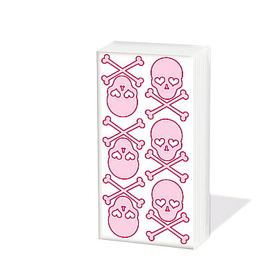 ペーパーナプキン[メール便OK][ポケットサイズ]x単品　ピンクスカル Pink Skull[sniff]スニフ　ドイツ製ハンキー　tanbaのサムネイル