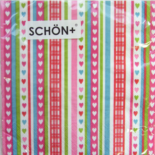 限定特別価格 ペーパーナプキン ストライプ＆ハート　しましま　10枚入り[SCHON+]シェーンプラス・チェ..