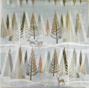 C-284　ペーパーナプキン3枚　雪の森　ランチサイズ・水色[COLOURFUL LIFE]カラフルライフ・紙ナプキン・デコパージュ・クリスマス