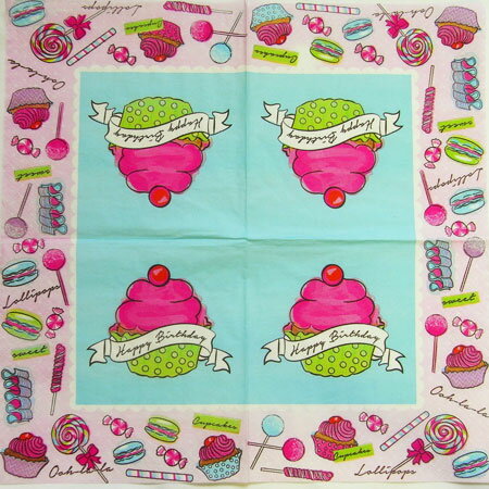 ペーパーナプキン[メール便OK]●カクテルサイズ● BIRTHDAY SWEETSUSA製1枚入り紙ナプキン・ペーパーナプキン