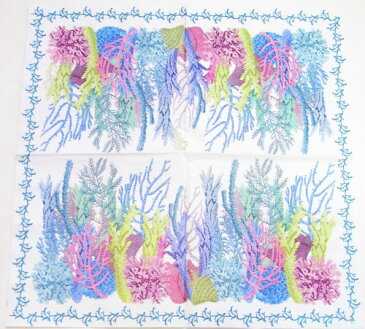 ペーパーナプキン　 青珊瑚　サンゴ　2枚入り[ZARA][ドイツ製]紙ナプキン・デコパージュ・サンゴ・海