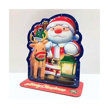 クリスマスライト&メロディカード　サンタとトナカイ　エンボスプラスチック [Sanrio]サンリオメッセージカード・立体カード・ポップアップ