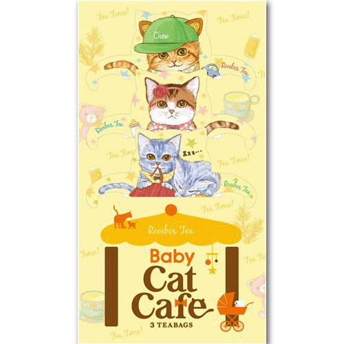 ねこ型ティーバッグ　ベビーキャットカフェ（ルイボスティー）ティーバック3袋　[Cat Cafe]　カフェインレス紅茶・ネコ・猫　日本緑茶センターのサムネイル
