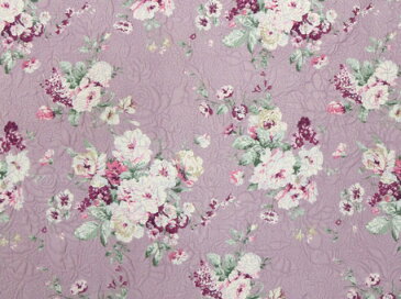 カリーナ マルチカバーM 約130cm×130cm<花柄キルト>ライラック色 薔薇 ローズ柄