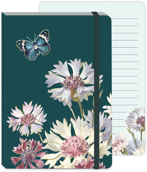 ソフトカバージャーナルノート　ワイルドフラワーズゴムバンド付[Punch Studio]パンチスタジオ　ライン..