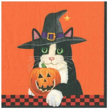 ペーパーナプキン Licorice 猫魔女とジャックCaspariカスパリハロウィン・ネコ キャット パンプキン