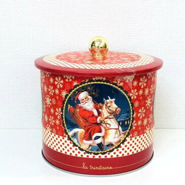 ラ・トリニテーヌ サンタクロース バレル缶 フランンス製・ビスケット缶入り菓子 輸入菓子 クリスマスお菓子 クリスマス限定缶
