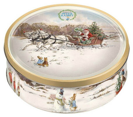 楽天市場 缶入り菓子 ピーターラビット サンタソリ クリスマスラウンドティン アソートクッキー 400gクッキー クリスマスプレゼント ｋａｄｅｒｉａ