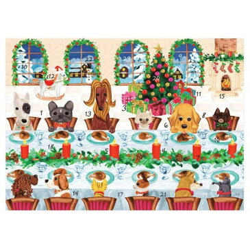 アドベントカレンダーカード　ペットたちのディナーCASPARI　カスパリクリスマスカード　ドッグ　キャット