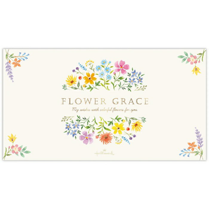 一筆箋 フラワーグレイス HallMark ホールマーク 通年 一言便箋 14シート 箔加工 ヨコ罫