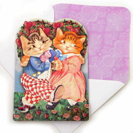 [Punch Studio]多目的カード　ダンス猫封筒付き パンチスタジオバレンタインコレクションメッセージ・ギフトカードネコ・ねこ・キャット・Cat・猫