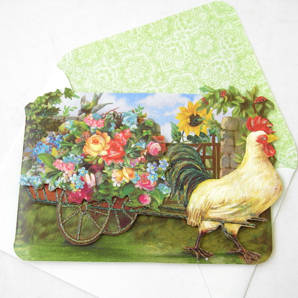 [Punch Studio]グリーティングカード★チキンカート★封筒付き　パンチスタジオ立体メッセージカード鳥