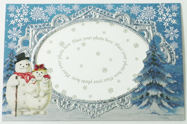 廃番 Punch Studio USA製フォトフレームクリスマスカード スノーマン ファミリー雪だるま パンチスタジオ クリスマスカード グリーティングカード フォト